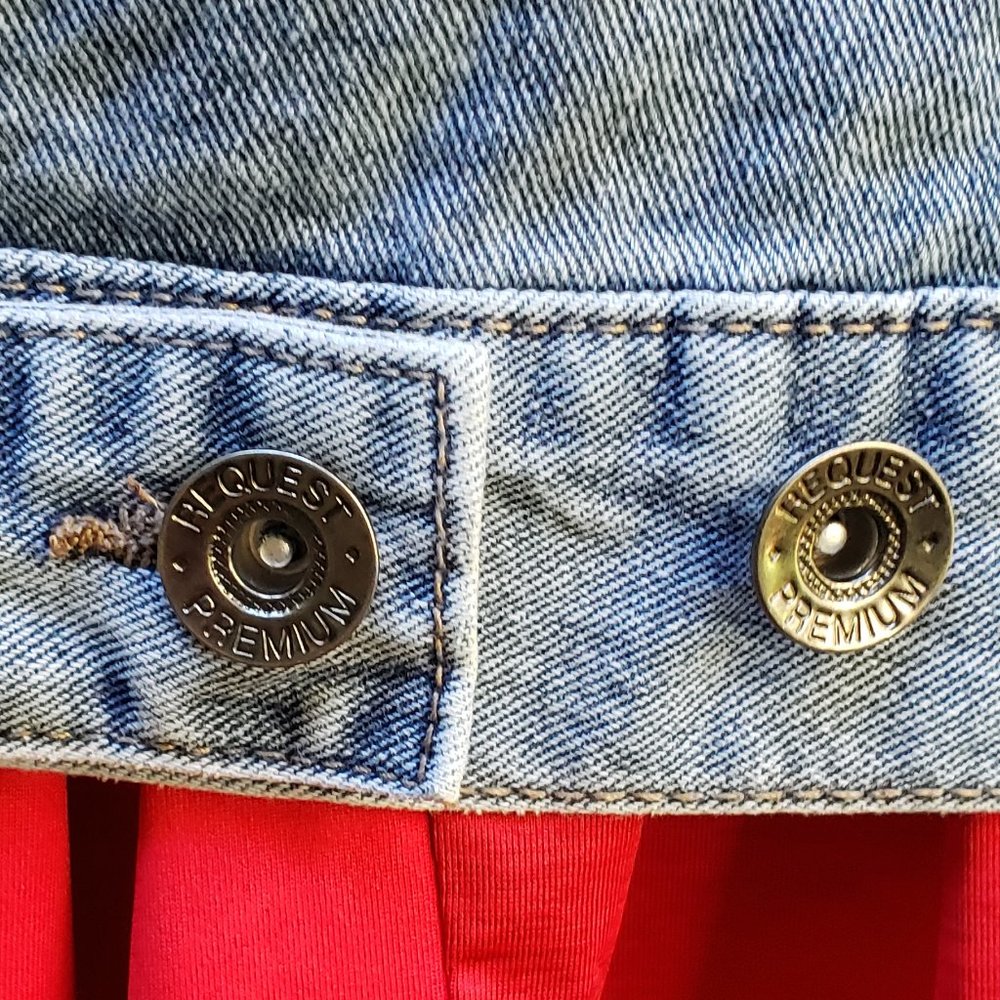 REQUEST Denim Trucker Jacket Men Size Large Blue Denim New - Picture 6 of 8